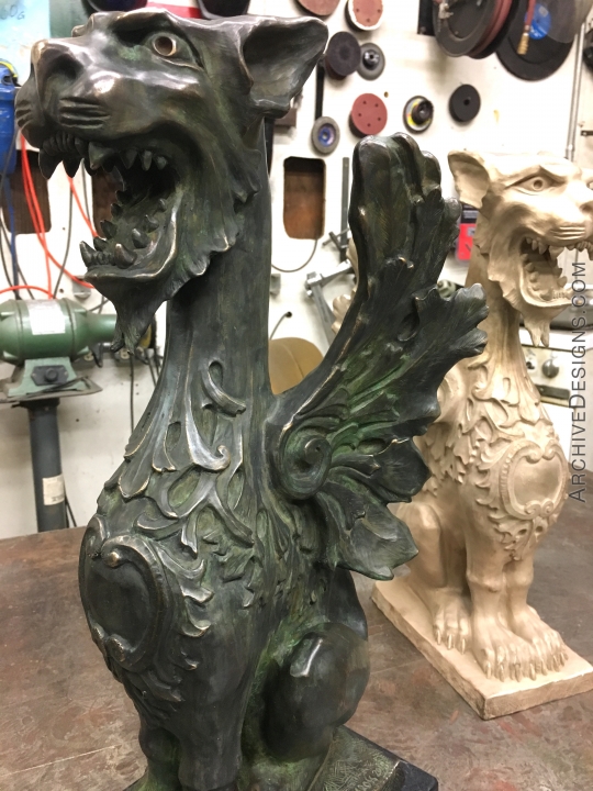 Leogriffins in Bronze 3/4 view